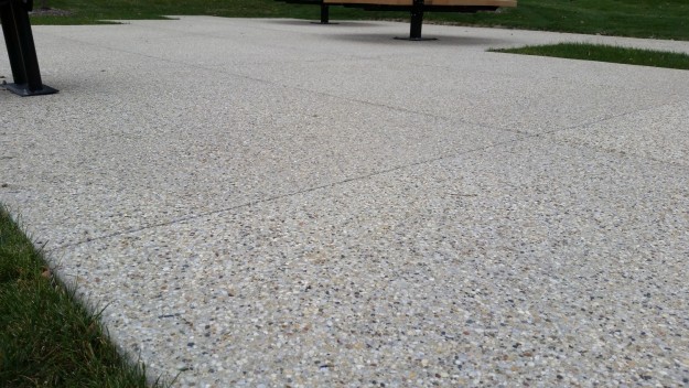 Expoed aggregate patio close up