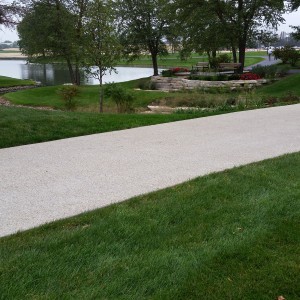Hamilton Lakes Business Park – Exposed aggregate pathway with muscateen blend
